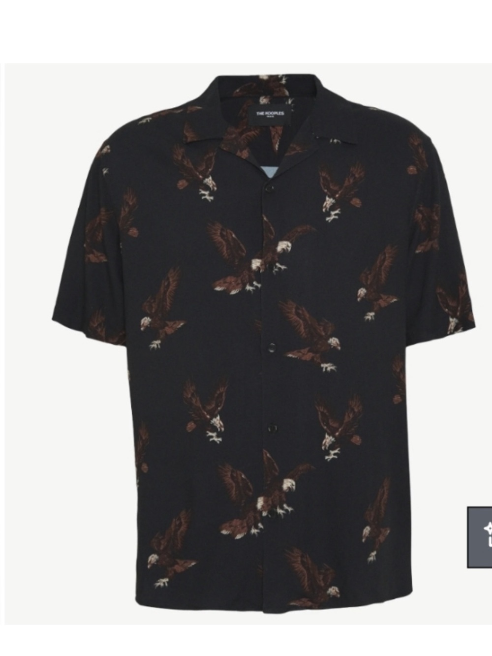 The Kooples Black Short-Sleeve Button-Down Shirt with Brown Eagle Print